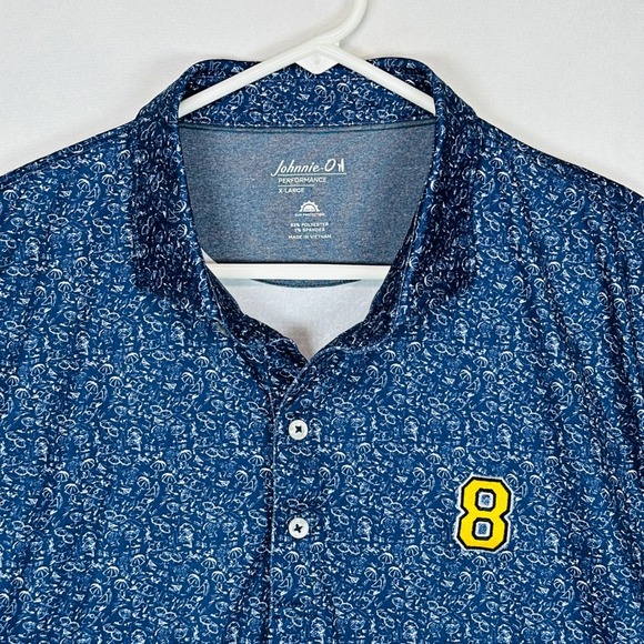 johnnie-O Other - Johnnie-O Mens XL Golf Performance Polo Shirt Blue Beach Print Sun Protection 8